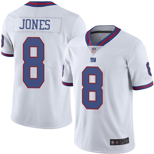 Men New York Giants 8 Daniel Jones Limited White Rush Vapor Untouchable Football NFL Jersey
